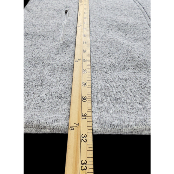 L.L.Bean Sweater Fleece Coat 1X Plus Gray Hooded Longline Jacket Zip Pockets - Picture 10 of 11